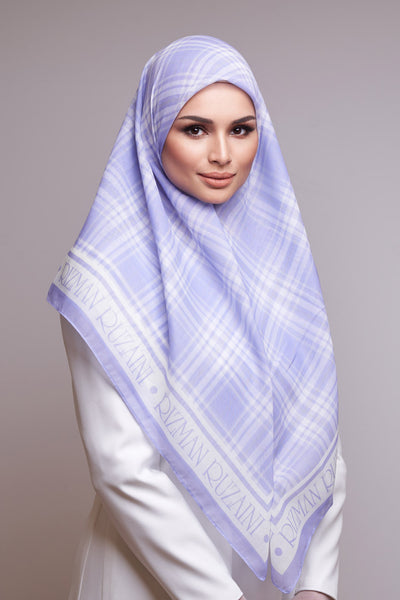 RR Checked Cotton Scarf in Lilac